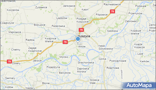 mapa Witów, Witów gmina Koszyce na mapie Targeo