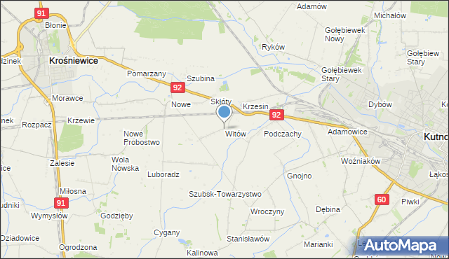 mapa Witów, Witów gmina Krośniewice na mapie Targeo