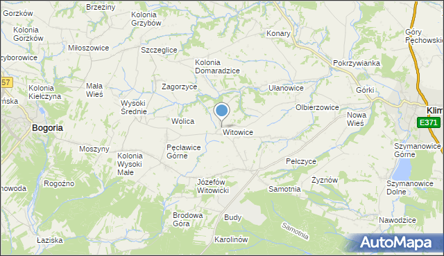 mapa Witowice, Witowice gmina Bogoria na mapie Targeo