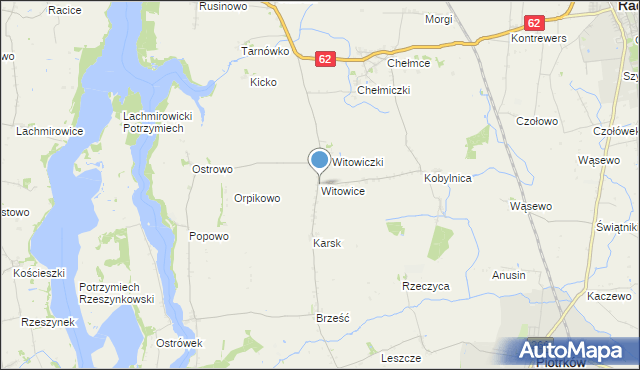 mapa Witowice, Witowice gmina Kruszwica na mapie Targeo