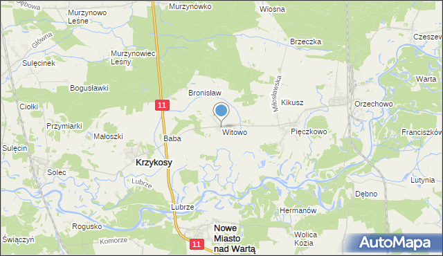 mapa Witowo, Witowo gmina Krzykosy na mapie Targeo