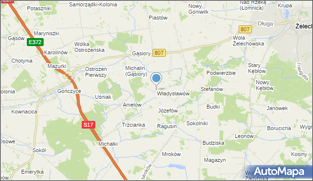 mapa Władysławów, Władysławów gmina Żelechów na mapie Targeo