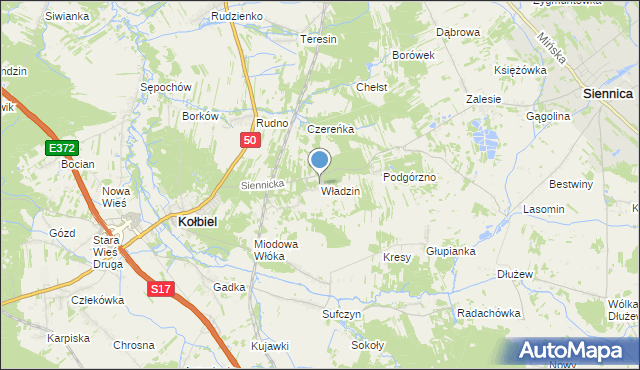 mapa Władzin, Władzin na mapie Targeo