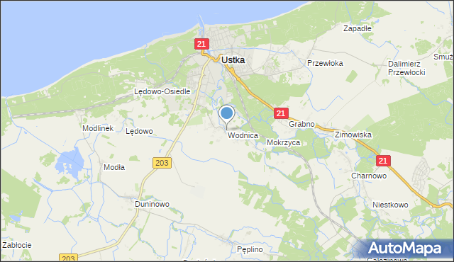 mapa Wodnica, Wodnica gmina Ustka na mapie Targeo