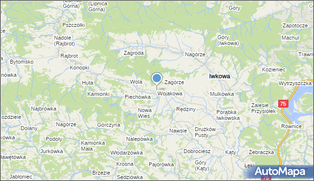 mapa Wojakowa, Wojakowa na mapie Targeo