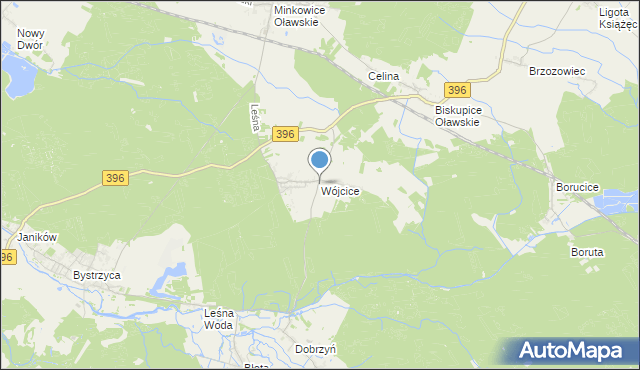 mapa Wójcice, Wójcice gmina Jelcz-Laskowice na mapie Targeo