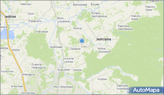 mapa Wojciechów, Wojciechów gmina Jastrzębia na mapie Targeo