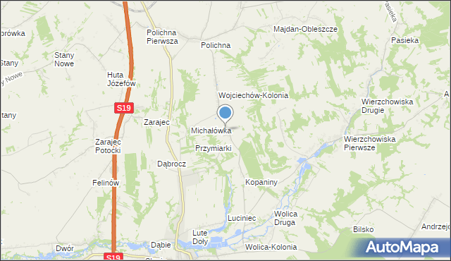 mapa Wojciechów, Wojciechów gmina Szastarka na mapie Targeo