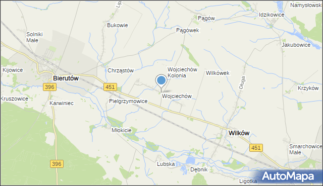 mapa Wojciechów, Wojciechów gmina Wilków na mapie Targeo