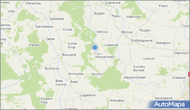 mapa Wojciechowo, Wojciechowo gmina Rzgów na mapie Targeo