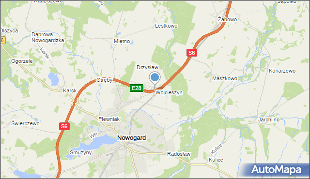 mapa Wojcieszyn, Wojcieszyn gmina Nowogard na mapie Targeo