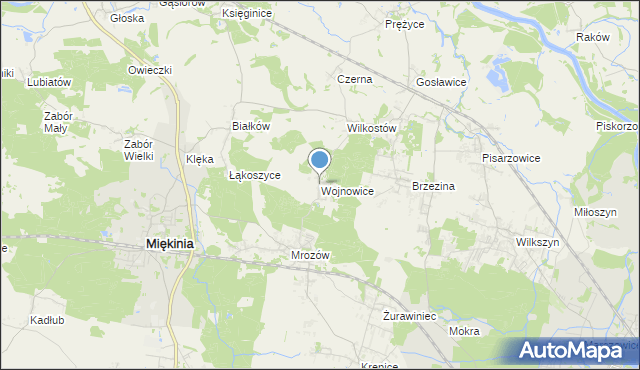 mapa Wojnowice, Wojnowice gmina Miękinia na mapie Targeo