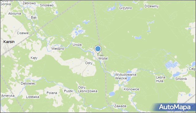 mapa Wojtal, Wojtal na mapie Targeo