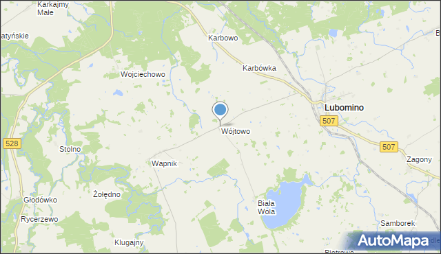 mapa Wójtowo, Wójtowo gmina Lubomino na mapie Targeo