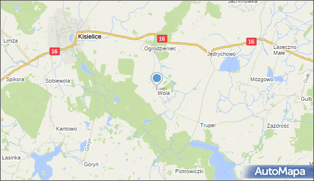 mapa Wola, Wola gmina Kisielice na mapie Targeo