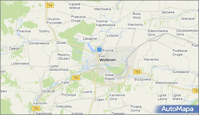 mapa Wolbrom, Wolbrom na mapie Targeo