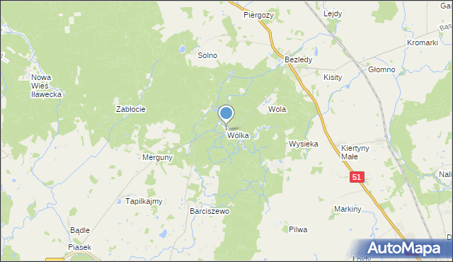 mapa Wólka, Wólka gmina Bartoszyce na mapie Targeo