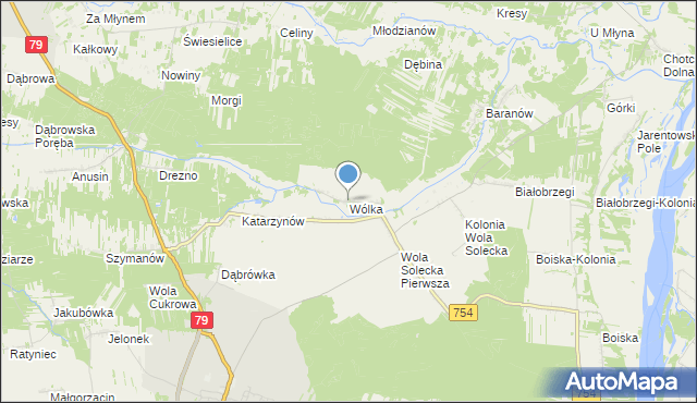 mapa Wólka, Wólka gmina Lipsko na mapie Targeo
