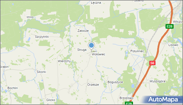 mapa Wołowiec, Wołowiec gmina Nowogard na mapie Targeo