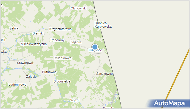 mapa Wołyńce, Wołyńce gmina Kuźnica na mapie Targeo