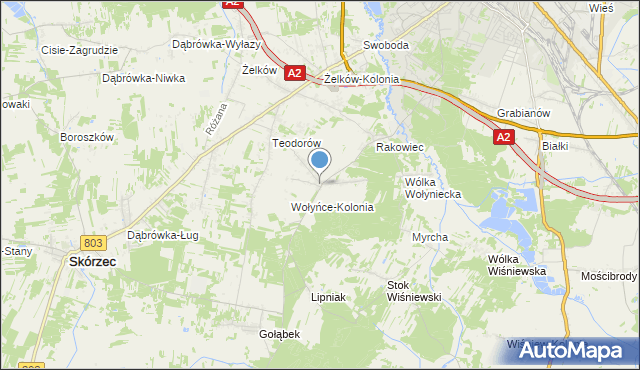 mapa Wołyńce, Wołyńce gmina Siedlce na mapie Targeo