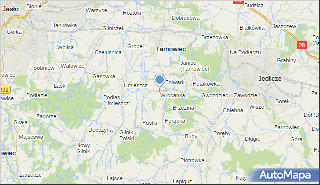 mapa Wrocanka, Wrocanka gmina Tarnowiec na mapie Targeo
