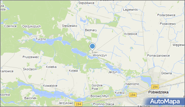 mapa Wronczyn, Wronczyn gmina Pobiedziska na mapie Targeo