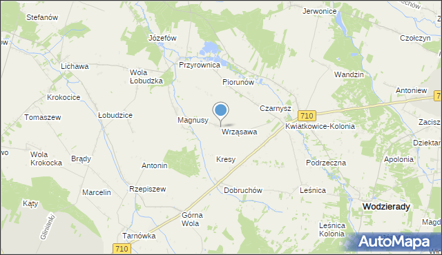 mapa Wrząsawa, Wrząsawa na mapie Targeo