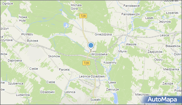 mapa Wrzosówka, Wrzosówka gmina Małogoszcz na mapie Targeo