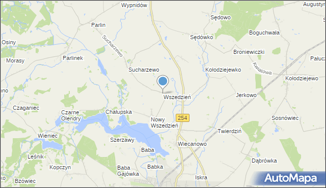 mapa Wszedzień, Wszedzień gmina Mogilno na mapie Targeo