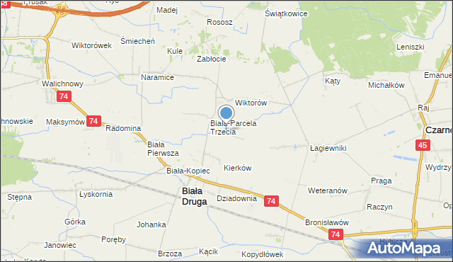 mapa Wygoda, Wygoda gmina Biała na mapie Targeo