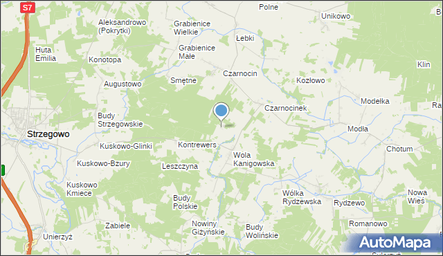 mapa Wygoda, Wygoda gmina Strzegowo na mapie Targeo