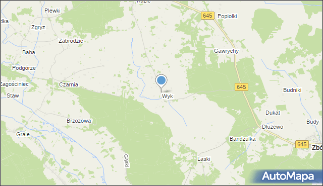 mapa Wyk, Wyk gmina Zbójna na mapie Targeo