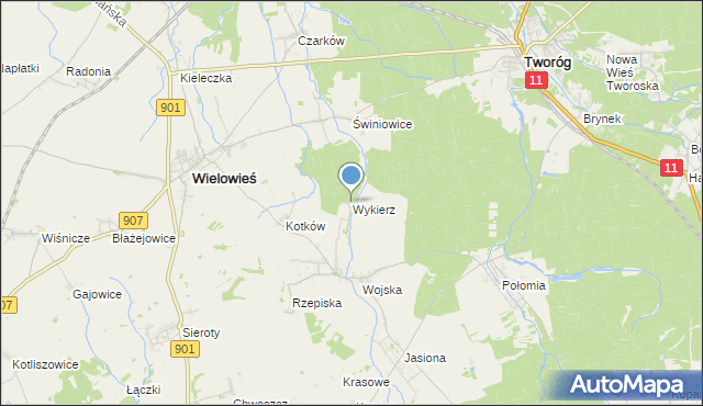 mapa Wykierz, Wykierz na mapie Targeo