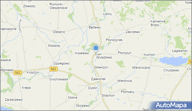 mapa Wylazłowo, Wylazłowo gmina Wielgie na mapie Targeo
