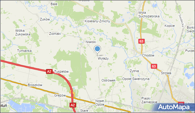 mapa Wyłazy, Wyłazy na mapie Targeo