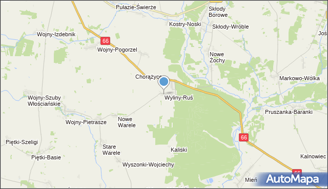 mapa Wyliny-Ruś, Wyliny-Ruś na mapie Targeo