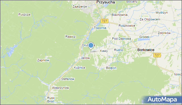 mapa Wymysłów, Wymysłów gmina Borkowice na mapie Targeo