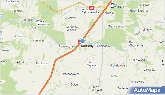 mapa Wymysłów, Wymysłów gmina Kowiesy na mapie Targeo
