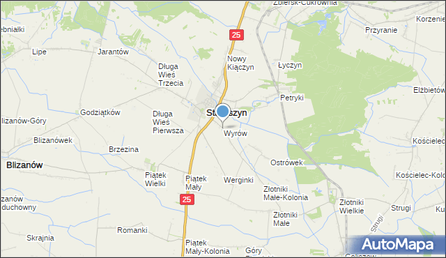 mapa Wyrów, Wyrów gmina Stawiszyn na mapie Targeo