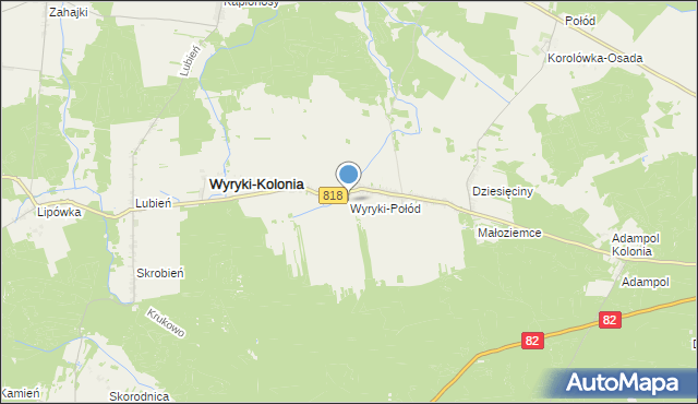 mapa Wyryki-Połód, Wyryki-Połód na mapie Targeo