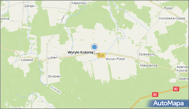 mapa Wyryki-Wola, Wyryki-Wola na mapie Targeo