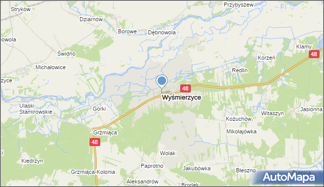 mapa Wyśmierzyce, Wyśmierzyce na mapie Targeo