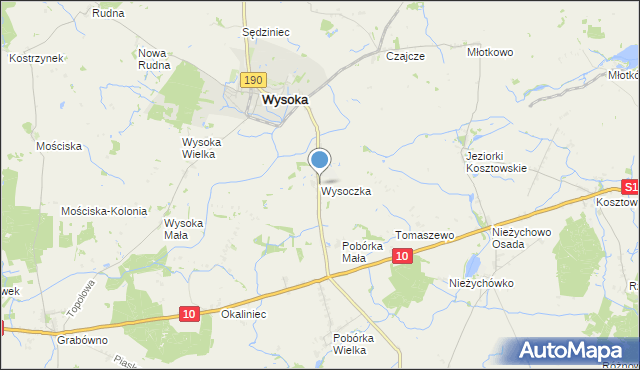 mapa Wysoczka, Wysoczka gmina Wysoka na mapie Targeo