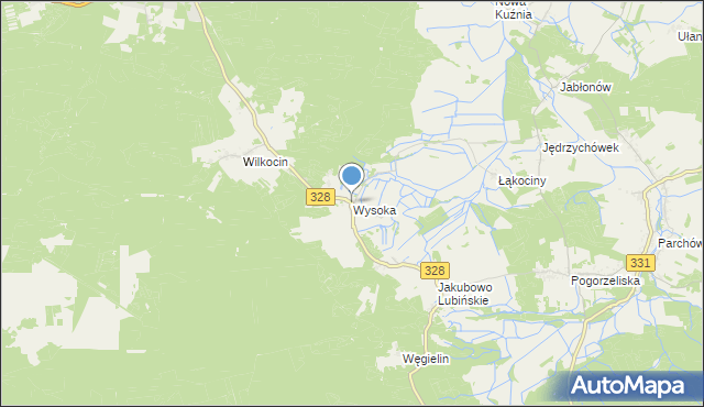 mapa Wysoka, Wysoka gmina Przemków na mapie Targeo