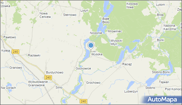 mapa Wysoka, Wysoka gmina Tuchola na mapie Targeo