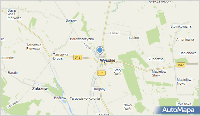 mapa Wysokie, Wysokie powiat lubelski na mapie Targeo