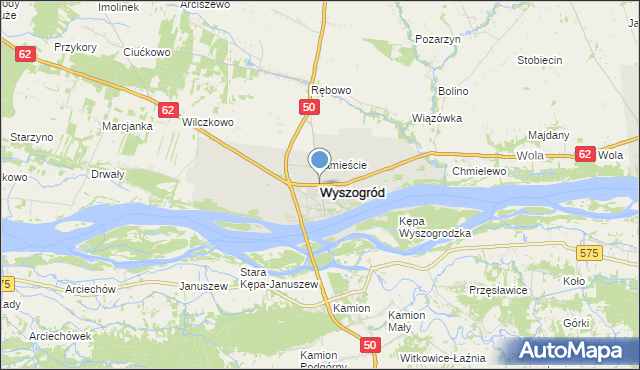 mapa Wyszogród, Wyszogród powiat płocki na mapie Targeo