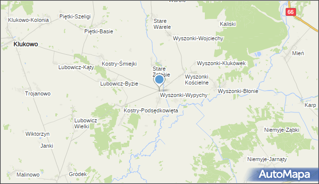 mapa Wyszonki-Wypychy, Wyszonki-Wypychy na mapie Targeo