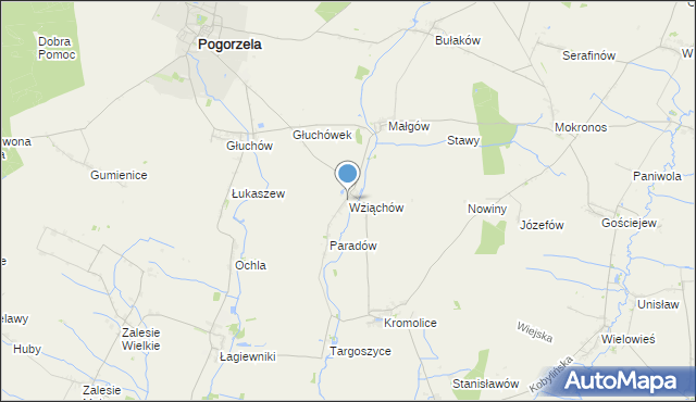 mapa Wziąchów, Wziąchów na mapie Targeo